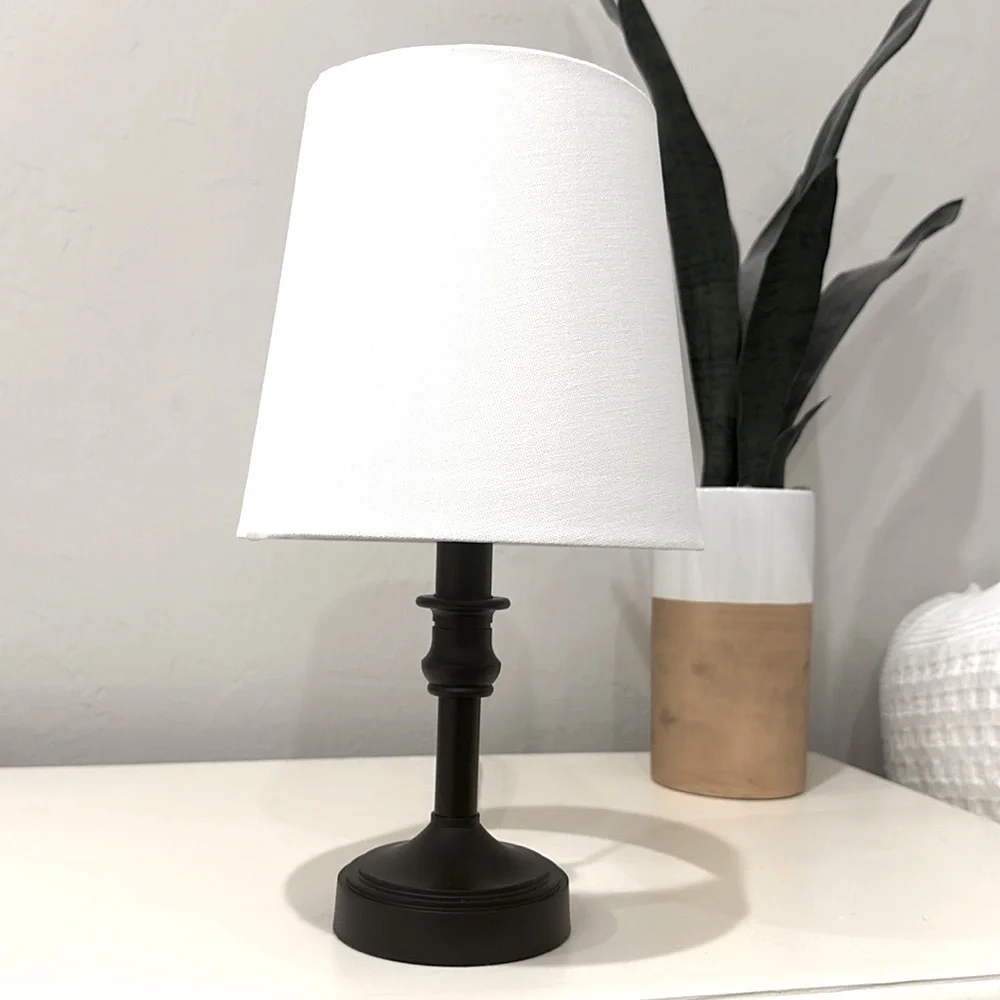 Petite Table Lamp Black Lamp White Taper Shade
